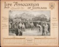 1899 Calendar for Life Association of Scotland with golfing print by Michael Brown