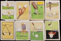 Eight original watercolor golfing illustrations