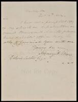 Autograph Letter, signed, as U.S. Congressman, by the future Virginia Governor who would authorize the execution of John Brown
