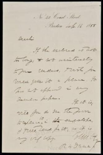 Autograph Letter, signed, regarding an article for publication