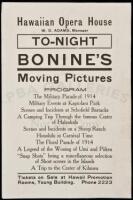 Program for a night of Moving Pictures at the Hawaiian Opera House