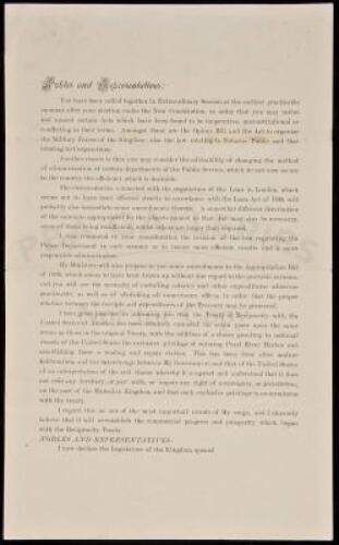 Speech of David Kalakaua, King of Hawaii, to the opening of the special session of the Legislative Assembly