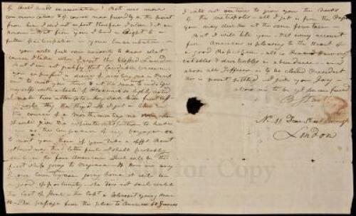 Autograph Letter, signed, introducing the suspecting French spy, William Green Munford [Montfort]