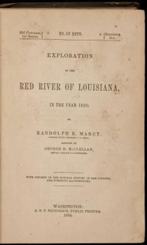 Exploration of the Red River of Louisiana, in the Year 1852