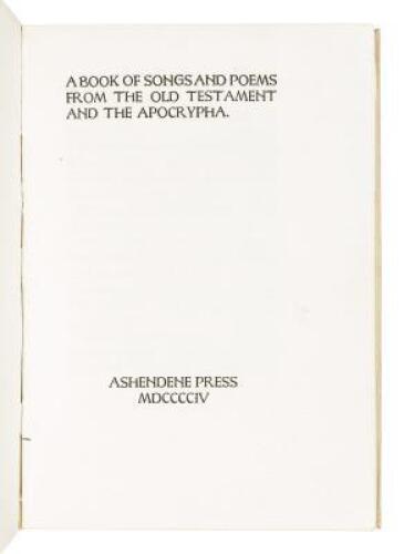 A Book of Songs and Poems from the Old Testament and the Apocrypha