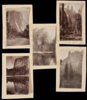 Five albumen photographs of mountains and cliffs in Yosemite National Park