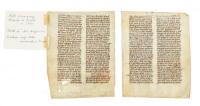 Two 14th century Franco-Flemish manuscript leaves