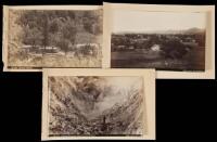 Three albumen photographs of Cloverdale, California, and the nearby geysers
