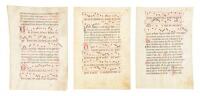 Five manuscript antiphonal or missal leaves
