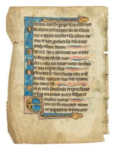 Manuscript leaf from a 13th century French Psalter