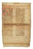 Manuscript leaf of 14th century natural science commentary