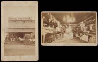 Two albumen cabinet photographs of the firm Graham & Steiner General Merchandise in Escondido, California, exterior & interior