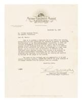 Letter from Louis B. Mayer to William Randolph Hearst authorizing him to conclude arrangements for Charles Lindbergh to play the leading role in an aviation picture