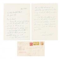 Letter from Charles Lindbergh to William Randolph Hearst, thanking him for hospitality and the gift of two silver globes