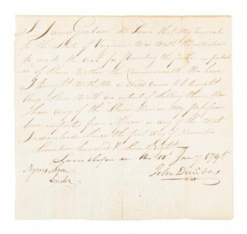 Rare Virginia &ldquo;Slave Non-Importation&rdquo; Document Signed