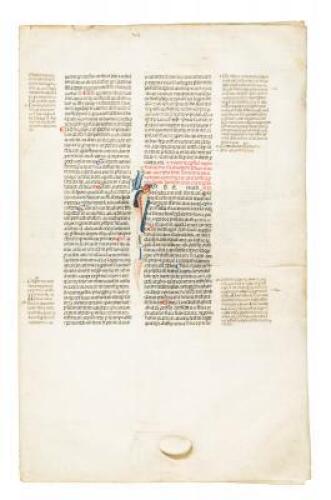 Bifolium of manuscript leaves from the Justinian Code