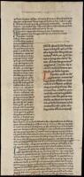 Partial leaf (1 column) of Liber Sextus Decretalium, printed on vellum by Johann Fust and Peter Schoeffer