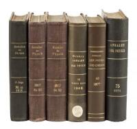 Six volumes of Annalen der Physik with articles by Albert Einstein, Max Planck, Ludwig Boltzmann and others