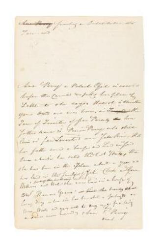 Free Black woman refused legal residence in Providence during the War of 1812 - Manuscript Document