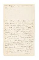 Free Black woman refused legal residence in Providence during the War of 1812 - Manuscript Document