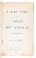 The Pioneer, or California Monthly Magazine - containing 11 of the "Shirley Letters"