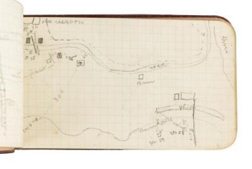 Manuscript notebook for surveys at Chili Camp Gulch, Calaveras County