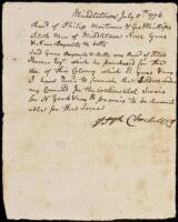 Manuscript receipt for guns & bayonets dated the day after the signing of the Declaration of Independence