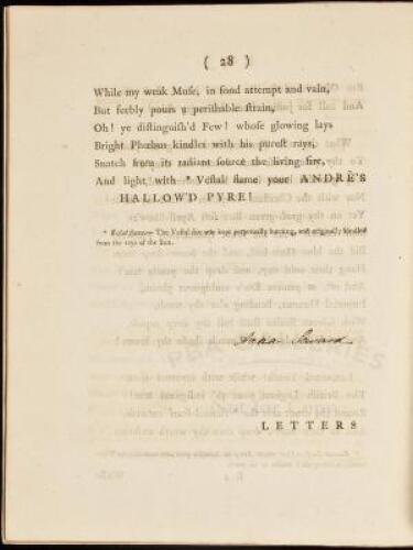 Monody on Major Andr&egrave;... To which are added letters addressed to her by Major Andr&egrave;, in the year 1769