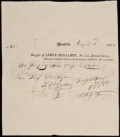 Document signed by first prominent American-born architect Asher Benjamin