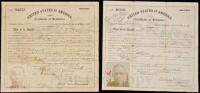 Two Certificates of Residency for Chinese residing in the United States