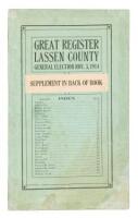 Great Register Lassen County, General Election Nov. 3, 1914