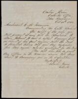 Autograph Letter Signed by Charles James as Collector of the Custom House in San Francisco, to Lieutenant C. M. Scammon, Commanding Revenue Cutter Shubrick with mention of Russian Navy at S.F. Bay