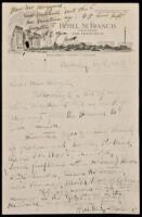 Autograph Note, signed, from William Randolph Hearst's woman architect Julia Morgan, in margin of letter to her from botanist Patrick DeLacy-Mulhall