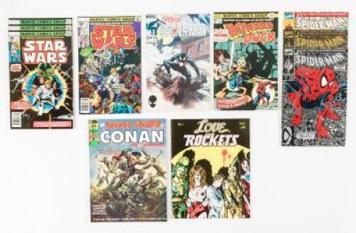 Collection of Marvel comics including first issues of Star Wars, Howard the Duck and Savage Sword of Conan