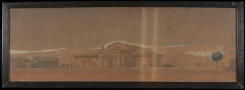 Architectural drawing of a planned Union Pacific Railroad station in Norfolk, Nebraska