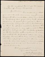 Autograph Letter, signed by Usher Parsons, heroic Navy Doctor of War of 1812, as President of the Rhode Island Medical Society