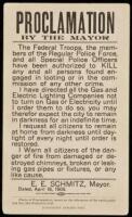 Postcard version of the proclamation by Mayor E.E. Smitz of San Francisco authorizing police to kill looters following the 1906 earthquake and fire