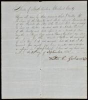 Autograph Document, signed, regarding the sale of a Negro Boy at auction