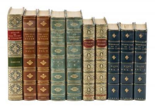 Ten finely bound volumes, including several small sets