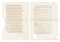 Two original printed leaves from the first edition of De humani corporis fabrica