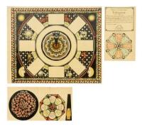 3 multi-color graphics for French Nostradamus Oracle board game, ca.1895
