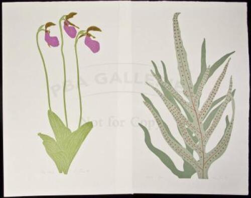 Lot of 9 Linoleum-Block Prints of grapes and other botanical subjects, each signed, titled and numbered in pencil