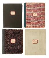 Four volumes of handwritten diaries kept during the early 20th century chronicling travels in the United States and Canada