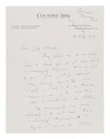 Autograph letter on Country Life letterhead