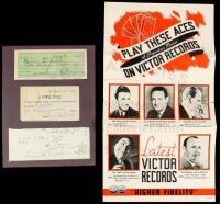 Three signed receipts and an advertising broadside