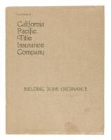 Building Zone Ordinance: Compliments of California Pacific Title Insurance Company (wrapper title)
