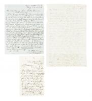 3 Autograph Letters Signed to Kansas Territorial Governor Denver, from a journalist, a government official, and a volunteer Militia soldier, all caught up in pro- and anti-slavery violence