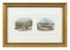Six framed hand-colored views of California, mostly San Francisco