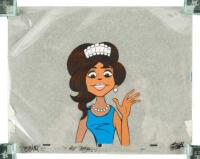 Two hand-painted animation cels from the Jackson Five animated series, of Motown president Berry Gordy (a recurring character) and singer/actress Diana Ross