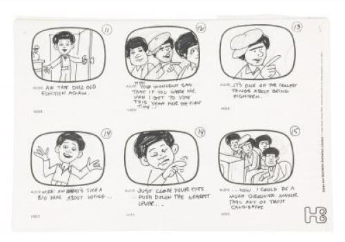 Original hand-drawn storyboards for the Jackson five episode "Groove to the Chief"